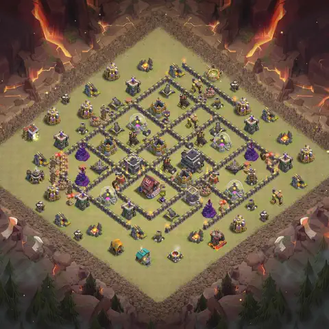 TH9 anti air war defense base layout #063
