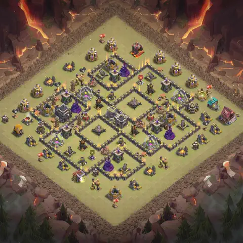 TH9 anti dragon war defense base layout #066