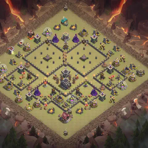 TH9 anti air war defense base layout #069
