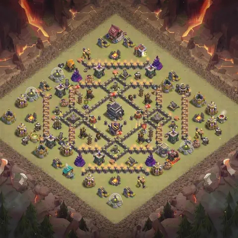 TH9 anti air war defense base layout #084
