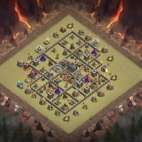 TH9 anti air war defense base layout #087