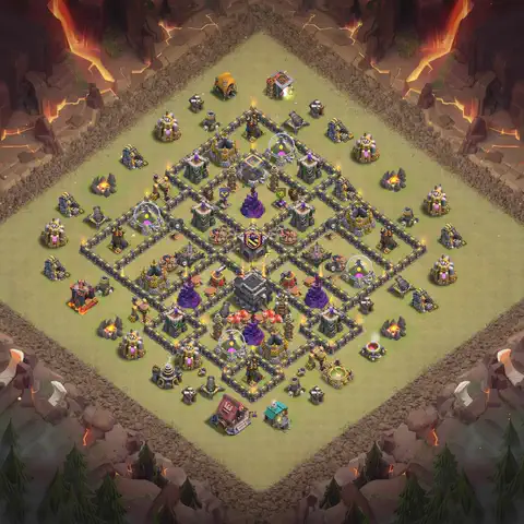 TH9 anti air war defense base layout #090