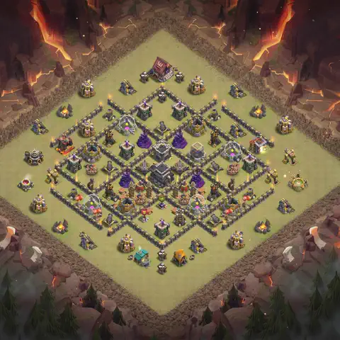 TH9 anti dragon war defense base layout #099