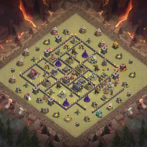 TH9 anti dragon war defense base layout #102