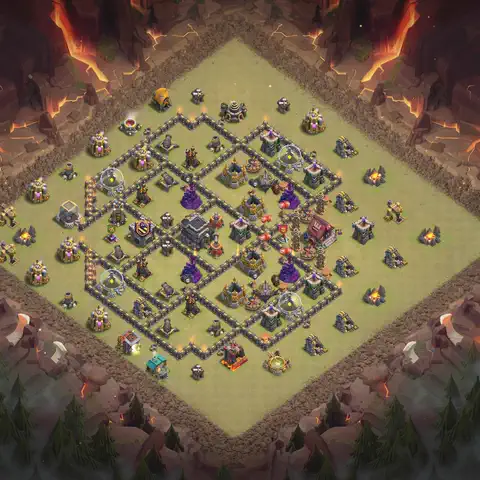 TH9 anti lavaloon war defense base layout #114