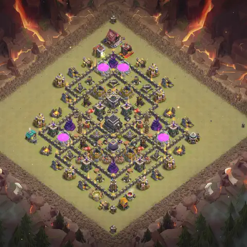 TH9 anti dragon war defense base layout #117