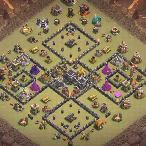 TH9 anti dragon war defense base layout #123