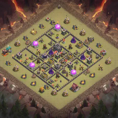 TH9 anti dragon war defense base layout #126