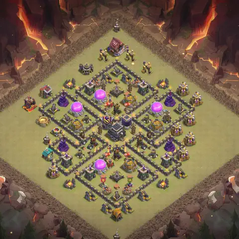 TH9 anti lavaloon war defense base layout #129