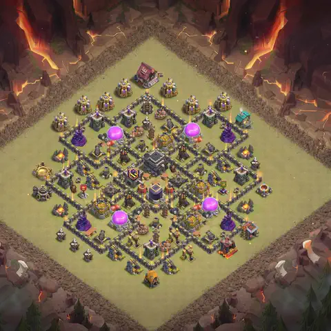 TH9 anti lavaloon war defense base layout #132