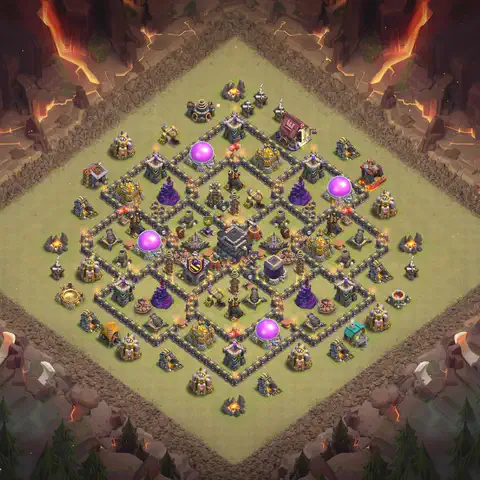 TH9 anti lavaloon war defense base layout #141