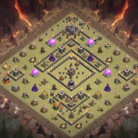 TH9 anti lavaloon war defense base layout #144