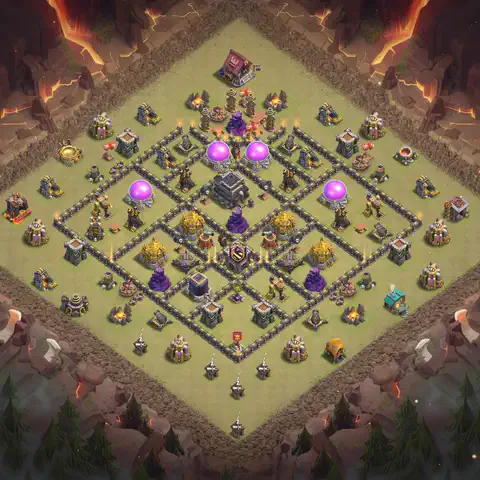 TH9 anti air war defense base layout #150