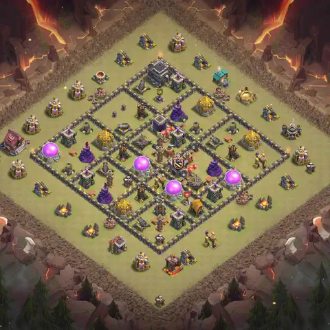 TH9 anti lavaloon war defense base layout #156