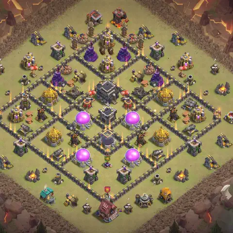 TH9 anti air war defense base layout #168