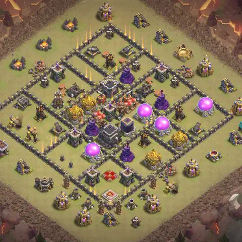 TH9 anti lavaloon war defense base layout #174