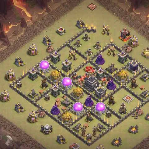TH9 anti lavaloon war defense base layout #177