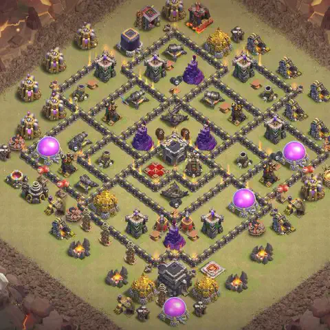 TH9 anti dragon war defense base layout #180