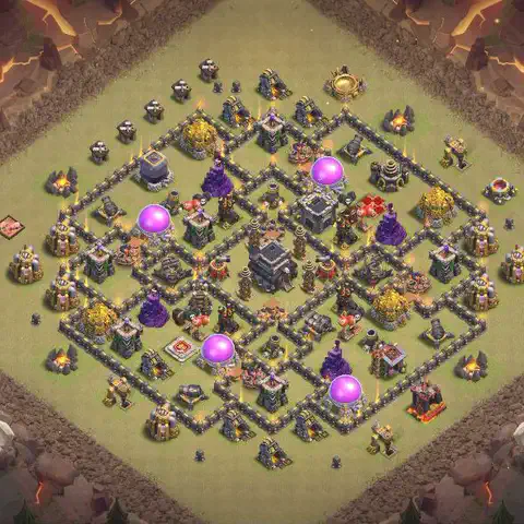TH9 anti dragon war defense base layout #186