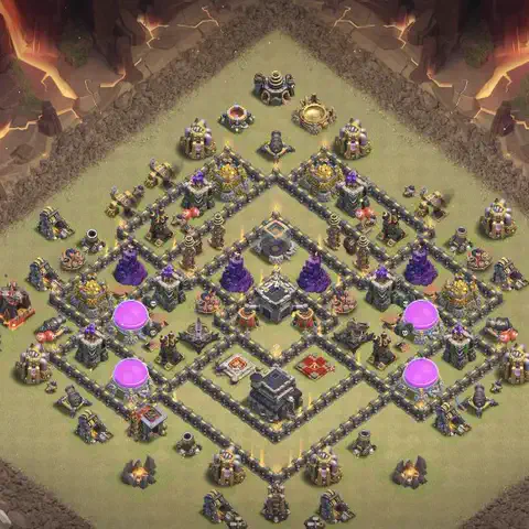 TH9 anti lavaloon war defense base layout #198