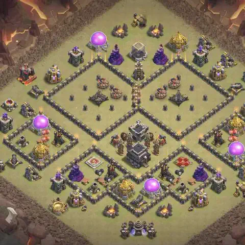 TH9 anti dragon war defense base layout #204