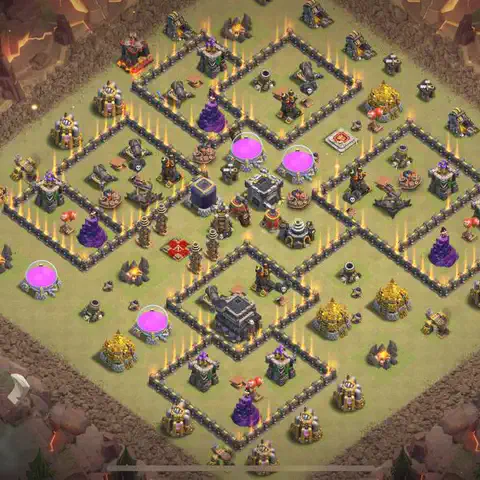 TH9 anti lavaloon war defense base layout #222