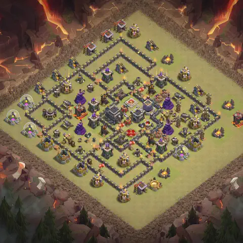 TH9 anti lavaloon war defense base layout #246